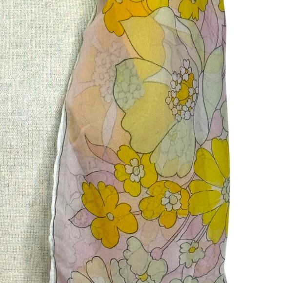 Vintage Burmel Chiffon Pastel Floral Rolled Edges Scarf - Picture 4 of 4